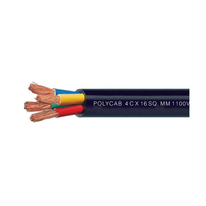 Polycab 4 Sqmm, 5 Core Pvc Ins. & Sheathed Copper Flexible Cable Black  (100 Meters)