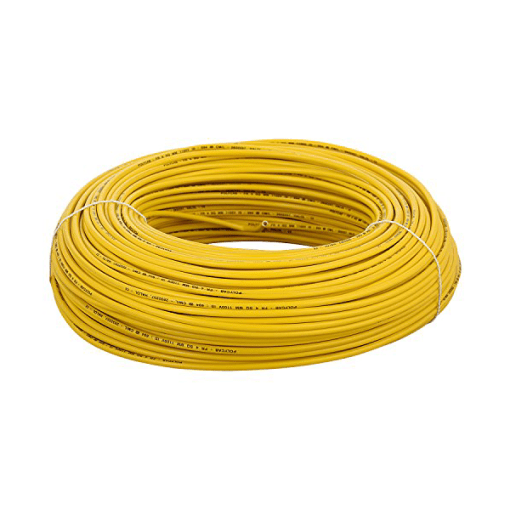 Finolex 0.5 SQMM SINGLE CORE PVC INS. COPPER FLEXIBLE FRLS CBL YELLOW (100 Meters)